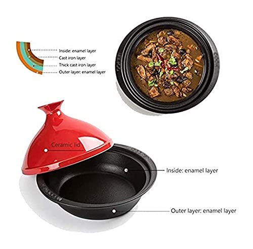 Cast Iron Tagine Pot With Ceramic Lid And Cast Iron Base For Cooking And Stew Casserole Slow Cooker For Different Cooking Styles (Color : Green) #TOP3