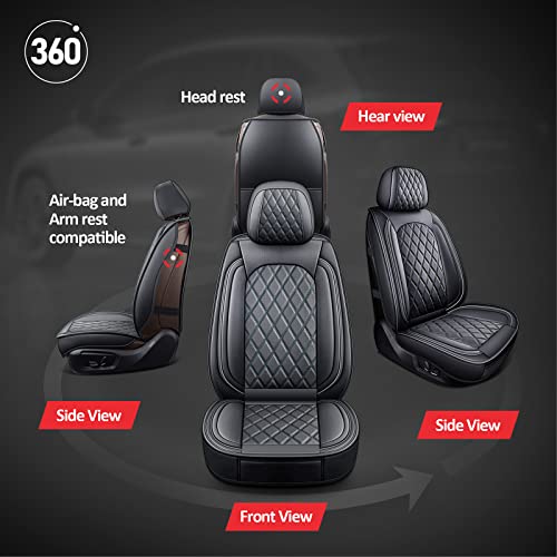 Image of MIROZO Front Seat Covers for Car, Car Seat Covers Black Car Seat Protectors Waterproof Automotive Seat Covers Vehicle Cushion Cover Breathable Fit for Most Sedan, Truck and SUV (Black,2PCS)