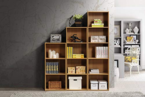 Hodedah Import 3 Shelf Bookcase, Beech