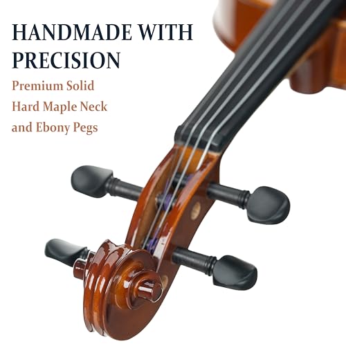 Image of Cecilio 1 /2 Violin Solidwood Violin with Hard Case, Bow, Rosin, Tuner, Shoulder Rest & Lesson Book - Ideal for Beginners