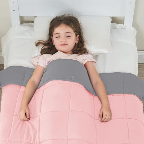 Image of yescool Weighted Throw Blanket 5lbs, 36 inch x 48 inch, Pink Grey
