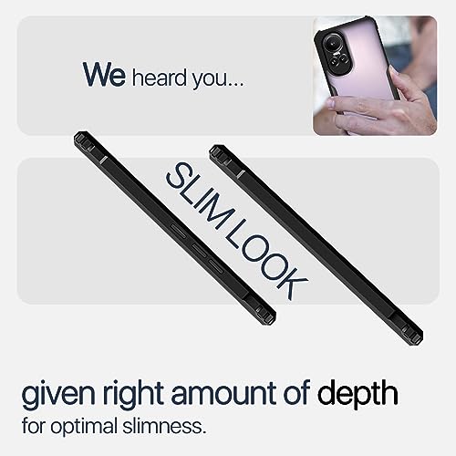 Image of Pikkme Ultra Hybrid Back Cover for Oppo Reno 10 5G | Raised Edges |Crystal Clear Transparent | Full Camera Protection Bumper Case (Black)