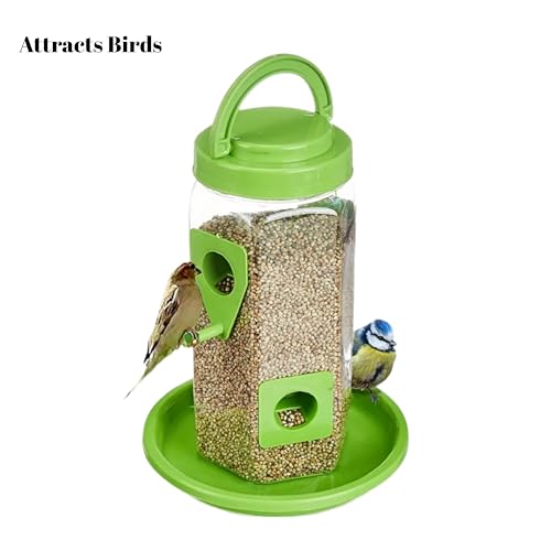 Image of 900g Seed Container Bird Feeder Tower | Hanging for Balcony, Window, Garden | Outdoor Plastic Bird Food Feeder Seed Container for Sparrows, Finches, Budgies (Pack of 01)