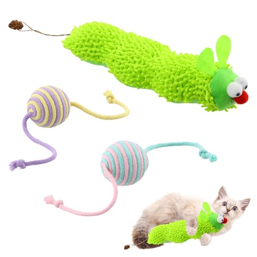 QINGZY 3 Piezas Juguetes para Gatos Catnip, Juegos Gatos Pelotas Duradero, Pelota Interactiva para Gato, Peluche para Gato Accesorios Juguetes Interactivos para el Cuidado Dental