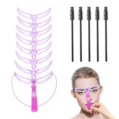 8 Pieces of Eyebrow Drawing Aids, 5 Eyebrow Brushes, Eyebrow Drawing Tool, Beginner's Eyebrow Card, Eyebrow Drawing Tool Set, Reusable Tools