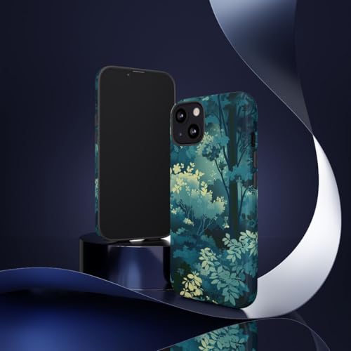Coque rigide brillante iPhone 13 motif feuillage vert de forêt - 2