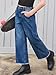 Haloumoning Girls Wide Leg Jeans Kids Elastic High Waisted Raw Hem Denim Pants with Pockets 5-14 Years Navy Blue