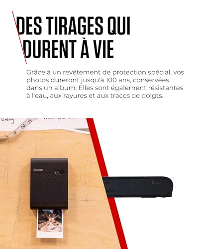 Canon SELPHY Square QX10 Imprimante Photo Portable - Tirages de Haute Qualité, Fonctionnalités Créatives - Imprimante Portable pour Le Scrapbooking & Les Albums Photo, Noir