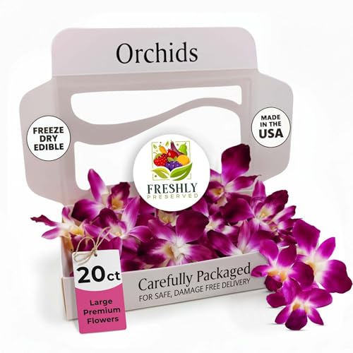 Purple Orchids - Freeze Dried Edible Flowers 0.2 oz | About 20+ Flowers | Dried Edible Orchids for Cocktails, Wedding Cakes, Desserts, Baking, DIY Crafts, Food Garnish, Elegant Culinary Decoration