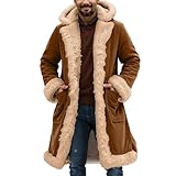 Generisch Wintermantel Herren Lang Mantel Mit Kapuze Herren Winddichte Jacke Vintage Herren MäNtel Fleece Winterjacke Bequeme Warme Trenchcoat Brusttasche Winter Coat Men Winterparka