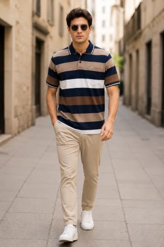 Image of GODFREY Half Cotton Polo T Shirt for Man with Pocket - Regular Fit Mens Collar Tshirt