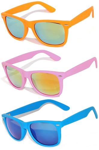 Image of OWL Retro Vintage Sunglasses Colorful Mirror Lens Matte Frame 3,5,6,10,12,14 Pairs