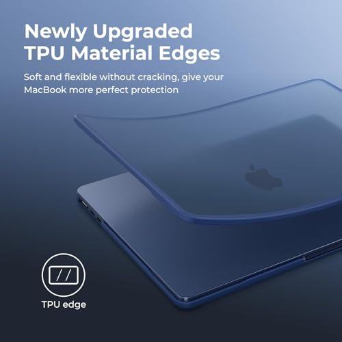 Image of BlueSwan Hard Shell Case Compatible for Apple Macbook Air 13 inch M5 2026 2025 2024 2022 M4 M3 M2,A3449 A3240 A3113 A2681,13.6 Matte TPU Frame Anti-fingerprint Laptop Protective Cover-Frosted Midnight