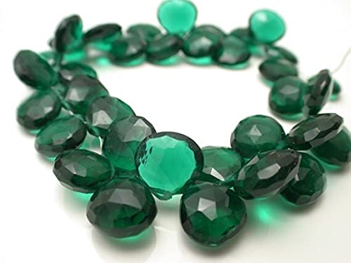 Quartz vert rama facetté perle cœur 11mm fil 7 pouces