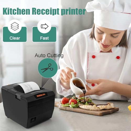 Image of Rongta Thermal Receipt Printer with Auto Cut for Retail & Small Businesses, 80mm POS Printer, High-Speed Kitchen Printer, USB /LAN /Serial, Compatible with Windows /Linux Cups /MacOS /JavaPos /OPOS, RP327