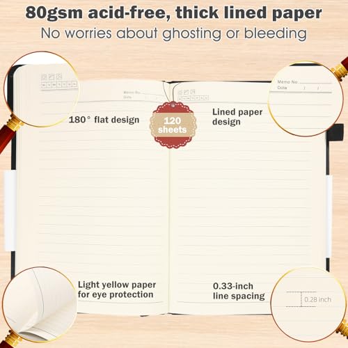 Carnets de notes lignés A5 VZZNN en cuir synthétique, lot de 10 classiques pour le travail - 5