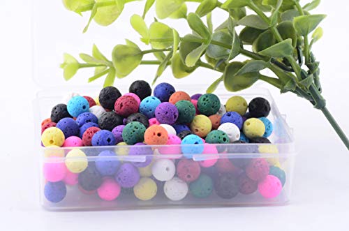 Color Lava Stone Beads Mixed Box Kit 200Pcs 8Mm Round Loose Chakra Rock Beads Random Color For Essential Oil Yoga Diffuser Bracelet Necklace Jewelry Making (Color Lava Stone Beads Mix Kit) #TOP1