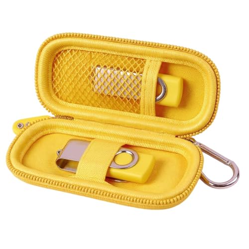 USB Flash Drive Case, SD Card Holder Compatible with Thumb Drive, Memory Cards, SDXC SDHC Storage Bag, Electronic Accessories Organizer for SanDisk for Samsung for Inland (Yellow)