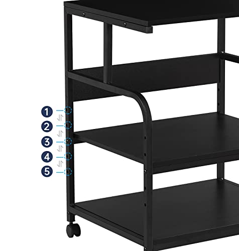 Fannova Printer Stand, 23.6 X18.9 X 29.5 Inches Large Printer Table With Adjustable Storage Shelf, 3 Tier Rolling Printer Cart With Wheels For Home Office, Stand For Heat Press Mini Fridge, Black #TOP3