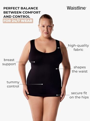 WAISTLINE Women's Compression Tank Top with Wide Straps - Shapewear Camisole for Women - Body Shaper Cami for Tummy Control