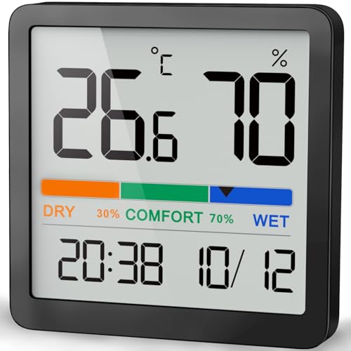 NOKLEAD Hygromètre Thermomètre d'intérieur, thermomètre numérique de bureau avec moniteur de température et d'humidité, thermomètre d'ambiance à jauge...