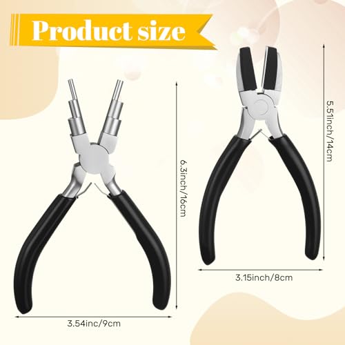 Image of Mudder 2 Pieces Jewelry Making Tool Bail Making Pliers 6 in 1 Jewelry Wire Bending Pliers for Beading Looping Shaping Wire DIY Crafts (Black)