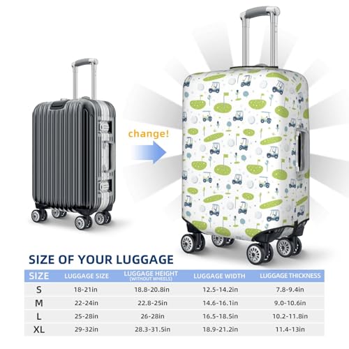 Luggage Cover Protector - Cartoon Golf Cart Print Fit 22-24 Inch Suitcase Covers for Luggage2