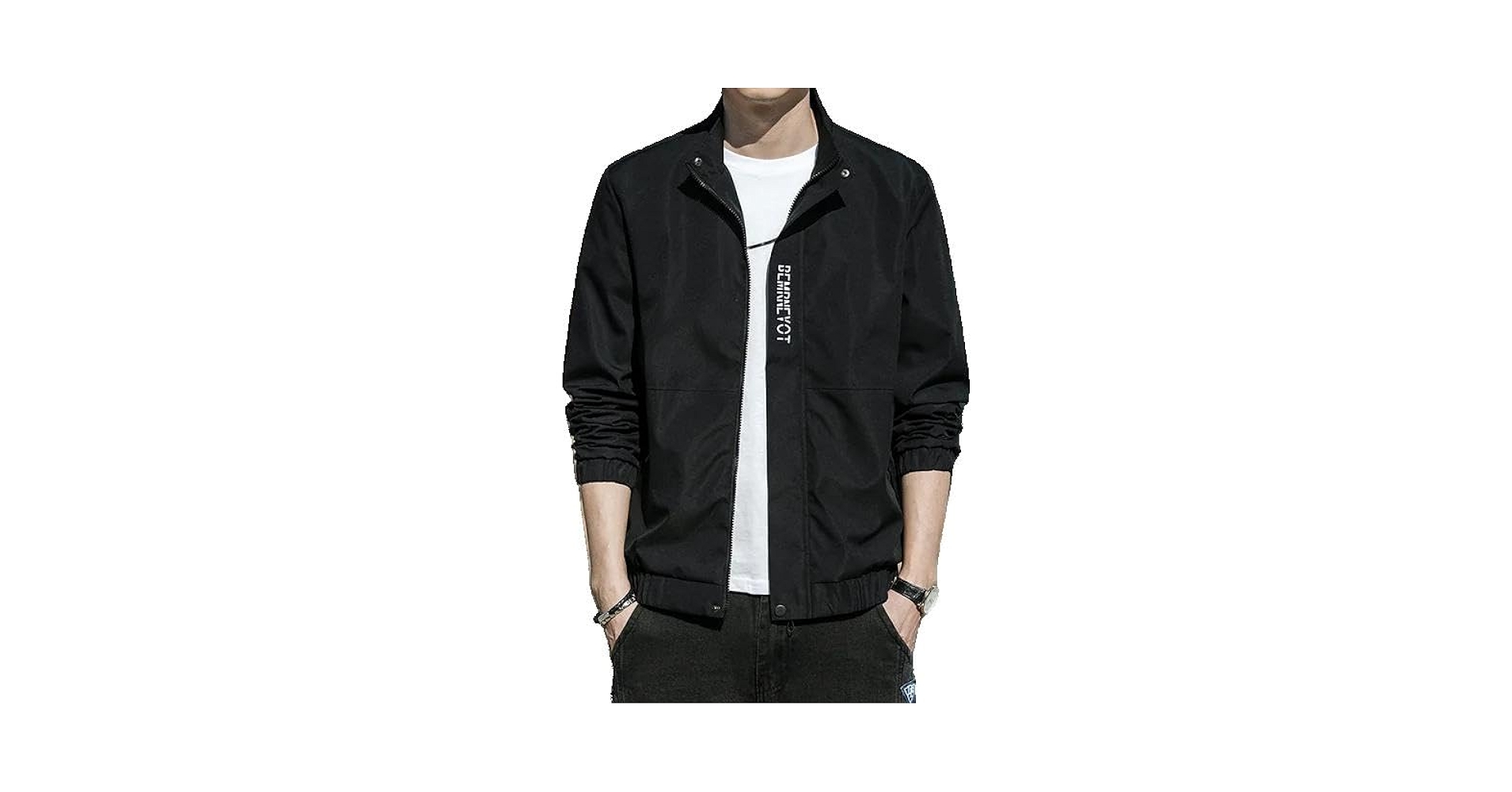 Xingfenly Men Jackets Spring Autumn Letter Print Coats