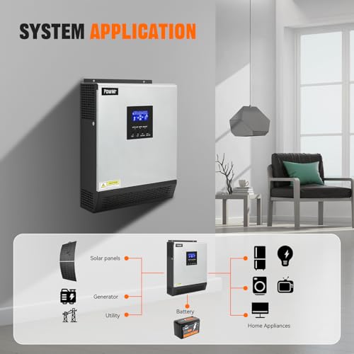 Powmr 2400W Solar Inverter, 24Vdc To 110V/120Vac, Pure Sine Wave Inverter With 50A Pwm Charge Controller, Suitable For Homes, Rv And Can Be Used With 24V Lead-Acid thumb #5