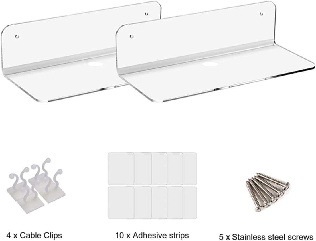 ULTECHNOVO Intelligent Audio Stand and Wall Speaker Acrylic Rack 2pcs Acrylic Support Racks for Office, Gaming Room, and Bathroom Wall-Mounted Audio Bracket Holder