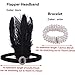 Grtheenumb 7 Pieces 1920s Flapper Great Accessories Set Fashion Roaring 20's Theme Set with Headband Headpiece Long Black Gloves Necklace Earrings for Women,