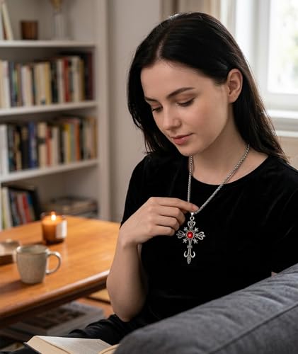 Image of Cross Chain Gothic Jewellery Set, Punk Style Cross Necklace for Men, 3PCS Accessories for Alternative Fashion Enthusiasts, Unisex Gothic Jewelry for Concerts and Daily Wear