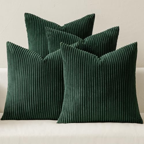 Image of MIULEE Soft Corduroy Decorative Throw Pillow Covers Army Green 20x20