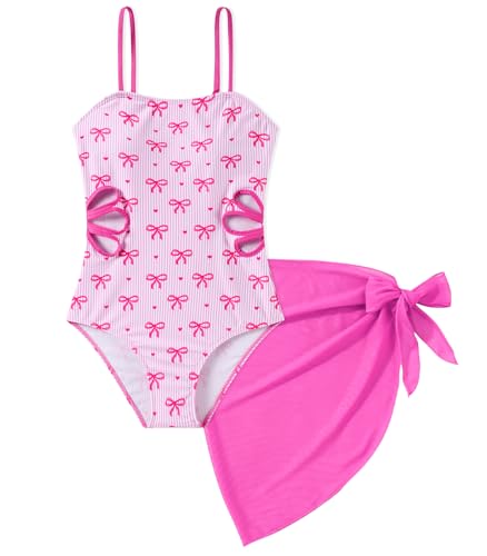 Image of Girls One Piece Swimsuit Bathing Suit with Cover Up Size 7-16