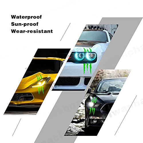 Iwannachange 2Pcs Monster Claw Marks Headlight Car Sticker Stripes Scratch Decal Vinyl For Sports Cars Suv Pickup Truck Window Motorcycles Ect(Green) #TOP3