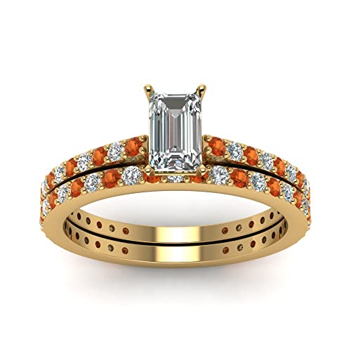 Image of 55Carat Choose Your Gemstone Emerald Shape 14k Yellow Gold Plated Wedding Ring Classic Delicate Diamond CZ Everyday Wedding Jewelry Handmade Ring Minimal Surprise Gifts for Ladies : US 4 to 12