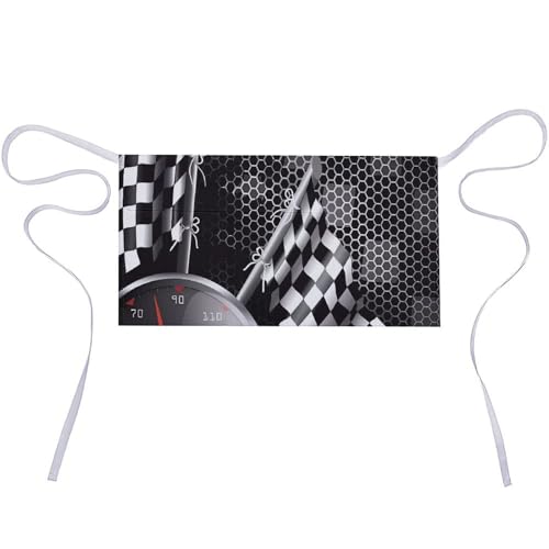 Tablier court damier imperméable en tissu Oxford résistant à 3 poches pour cuisine
