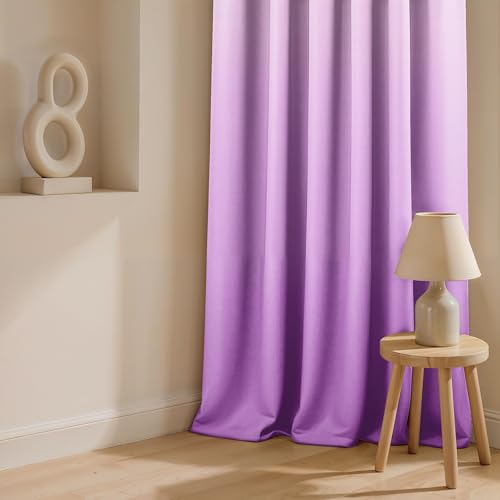 Image of Ultimate Trends Room Darkening Ombre Curtain | Polyester Gradient | Room Doors and Window| 7 FEET Pack of 2,Amethyst Mist