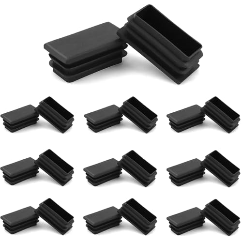Hufopik 18 PCS 1Ã—2 inches Rectangle Black Plastic Plug End Cap for Pipe Tubing, Chair Leg