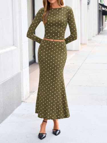 2-Piece BTFBM Women's Polka Dot Long Sleeve Crop Top & Maxi Skirt Set (S-XXL, Various Colors) $14.99 + Free Shipping w/ Prime or on $35+ + 69% Off... - image 4
