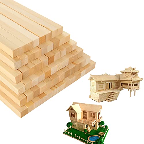 Image of YAYODS 100Pcs Square Wooden Sticks 10mm, Unfinished Square Dowel Rods, Natural Basswood Craft Sticks, Wooden Sticks for Craft DIY Carving Molding, (250mmx10mmx10mm)
