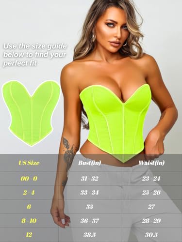 Image of ChiaoLezhee Heart Corset Top For Women, Sexy Concert Outfits Going Out, Strapless Crop Top, Overbust Bustier