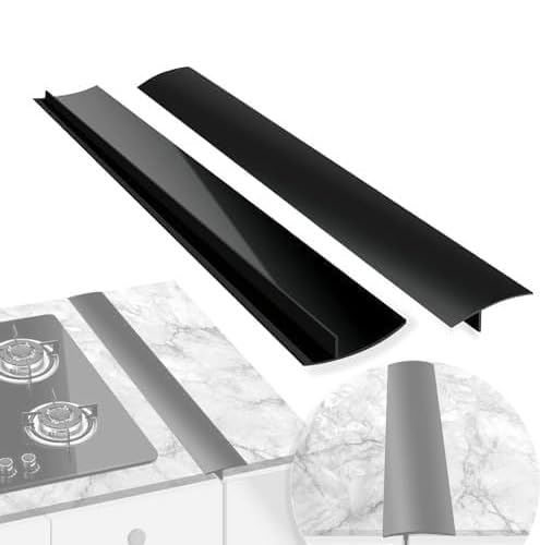GDQQOYWQT 2 Pack Silicone Stove Gap Covers,Heat-Resistant Cooker Side Strips,25in Oven Cooker Gap Filler Strip for Oven Stove Gaps Anti Stain Grommets (Black)