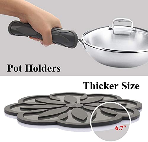 Image of Silicone Trivets Mats, Silicone Hot Mats Set, Silicone Hot Pads, Silicone Pot Mat for Countertop, Trivet Pads Heat Resistant, Table Placemats (Pack of 4 Black)