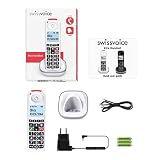 swissvoice Xtra 2355, szerokoprzyciskowy bezprzewodowy telefon DECT z automatyczną sekretarką, wzmocnienie audio, głośne dzwonki, kompatybilny z aparatami słuchowymi, funkcja blokady połączeń