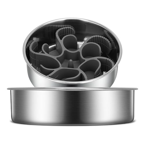 2-in-1 Slow Feeder Dog Bowls, Stainless Steel Pet Bowls with Silicone Feeder Insert, Removable Non-Slip Rubber Base for Dogs to Slow Down Eating (Small Breed) - image 8