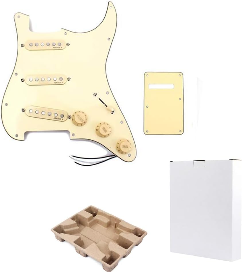 Prewired Loaded Pickguard,Electric Guitar Pickguard with SSH Pickup Set, 3-ply Humbucker for Stratocaster Pick Guard Loaded High Output Alnico V Single Coil Pick-ups Replacement Parts