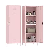 Metal Locker Storage Cabinet with Adjustable Shelves, 59' H Pink Locking Tool File Cabinets Kids Snack Locker Organizer for School Classroom,Bedroom,Gym Home Office,Entryway and Hallway