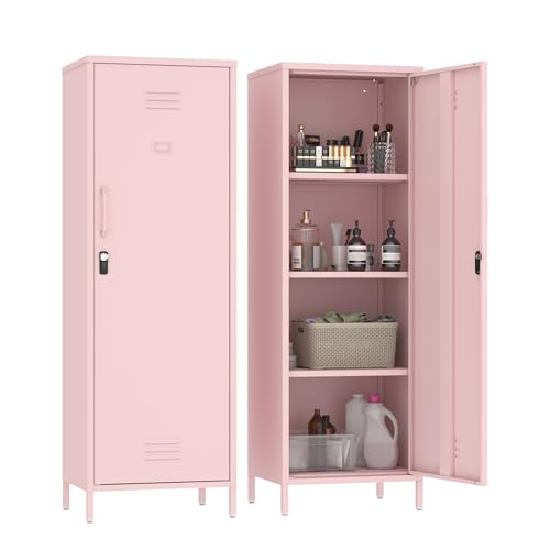 Steehoom Locker Cabinet, 59.06' H Pink Metal Locker Storage Cabinet for Employees with Locking Door...