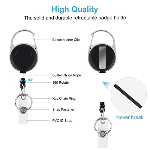 Abeyath Retractable Badge Holders With Carabiner Reel Clip And Style Clear Id Card Holders, 27.5 Inches Pull Cord 2Pcs (Vertical) #TOP1